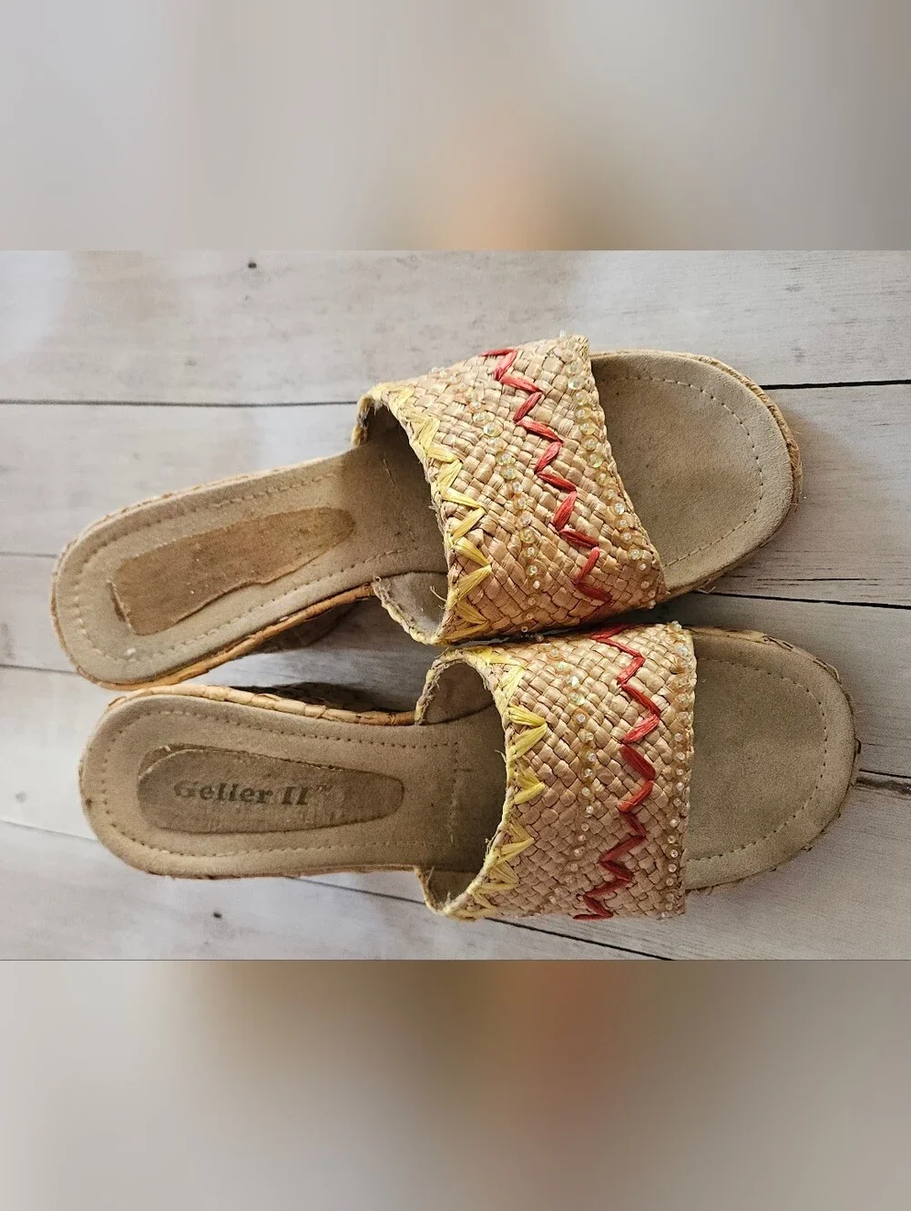 Gellar II raffia Floral Wedges - Picture 2 of 3